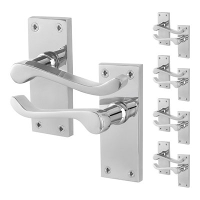 Afit Chrome Scroll Door Handles Latch5 Pairs Of Internal Victorian Scroll Backplate Handles Polished Chrome from B&Q