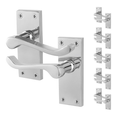 Afit Chrome Scroll Door Handles Latch6 Pairs Of Internal Victorian Scroll Backplate Handles Polished Chrome from B&Q