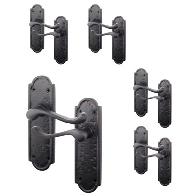 B&Q -  Black Iron Door Handles5 Pairs Of Black Antique Lever Latch Handles