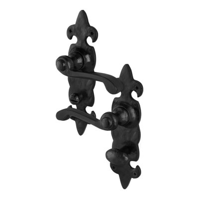 Afit Fleur De Lys Black Antique Door Handles Bathroom1 Pair Cast Iron Internal And External Door Handles On Backplate from B&Q