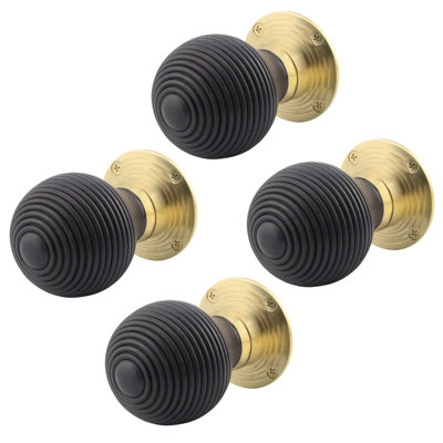 B&Q -  Ebony Wood Door Knobs 2 Pairs Of Mortice Knobs (55mm) For Internal Doors