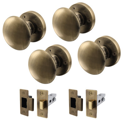 Afit Antique Brass Door Knob Set2 Pairs Of Victorian Mortice Knobs (55mm) & Latch (76mm) For Internal Doors from B&Q