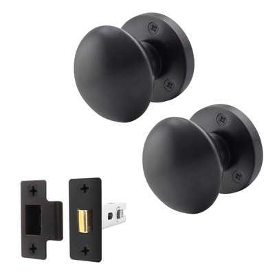 Afit Matt Black Door Knob Set1 Pair Of Victorian Mortice Knobs (55mm) & Latch (76mm) For Internal Doors from B&Q