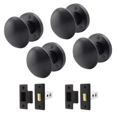 Afit Matt Black Door Knob Set2 Pairs Of Victorian Mortice Knobs (55mm) & Latch (76mm) For Internal Doors from B&Q