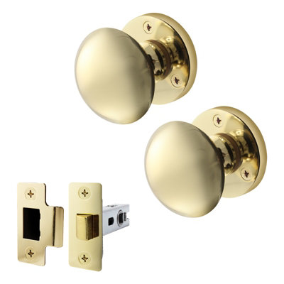 Afit Polished Brass Door Knob Set1 Pair Of Victorian Mortice Knobs (55mm) & Latch (76mm) For Internal Doors from B&Q