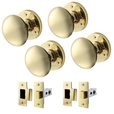 Afit Polished Brass Door Knob Set2 Pairs Of Victorian Mortice Knobs (55mm) & Latch (76mm) For Internal Doors from B&Q