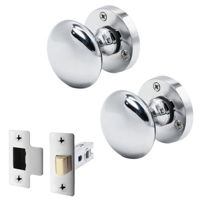Afit Polished Chrome Door Knob Set1 Pair Of Victorian Mortice Knobs (55mm) & Latch (76mm) For Internal Doors from B&Q