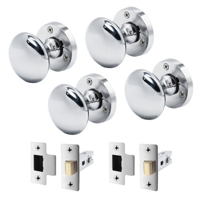 Afit Polished Chrome Door Knob Set2 Pairs Of Victorian Mortice Knobs (55mm) & Latch (76mm) For Internal Doors from B&Q