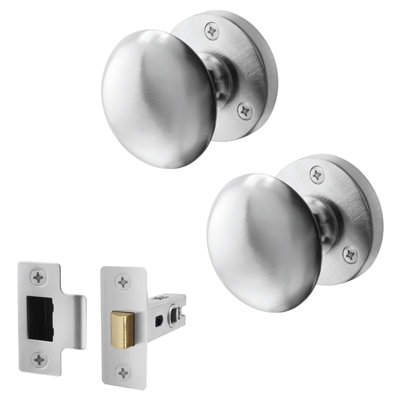 Afit Satin Chrome Door Knob Set1 Pair Of Victorian Mortice Knobs (55mm) & Latch (76mm) For Internal Doors from B&Q