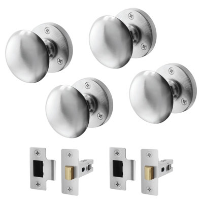 Afit Satin Chrome Door Knob Set2 Pairs Of Victorian Mortice Knobs (55mm) & Latch (76mm) For Internal Doors from B&Q