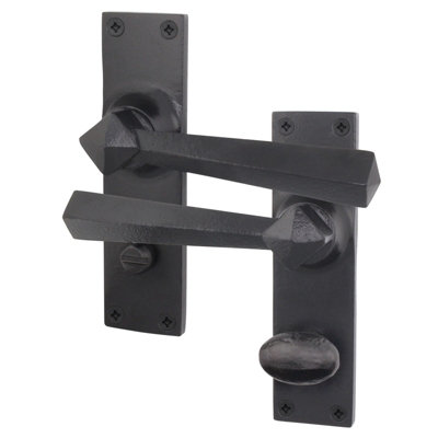 Afit Black Antique Door Handles Bathroom1 Pair Of Rustic Cast Iron Internal And External Handles On BackplateToton from B&Q
