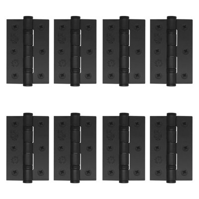 B&Q -  Matt Black Door Hinges3 Inch / 76mm  Internal Ball Bearing Fire Door Hinges4 Pairs