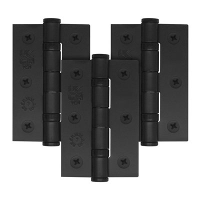 B&Q -  Matt Black Door Hinges3 Inch / 76mm  Internal Fire Door Hinges1.5 Pairs