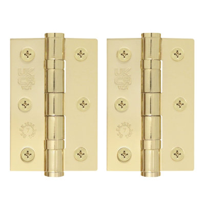 Afit Polished Brass Door Hinges3 Inch / 76mm  Internal Fire Door Hinges1 Pair