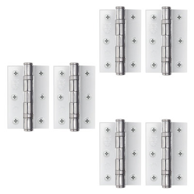 Afit Polished Chrome Door Hinges3 Inch / 76mm  Internal Fire Door Hinges3 Pairs