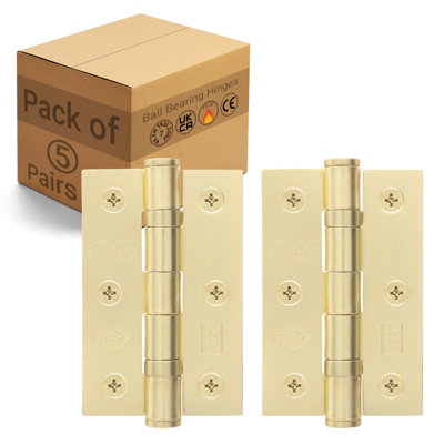 Afit Satin Brass Door Hinges3 Inch / 76mm  Internal Fire Door Hinges5 Pairs
