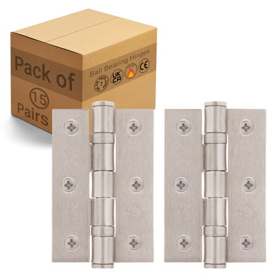 Afit Satin Nickel Door Hinges3 Inch / 76mm  Internal Fire Door Hinges15 Pairs