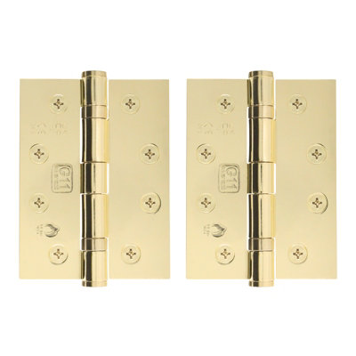 Afit Polished Brass Door Hinges4 Inch / 102mm  Internal Fire Door Hinges1 Pair from B&Q