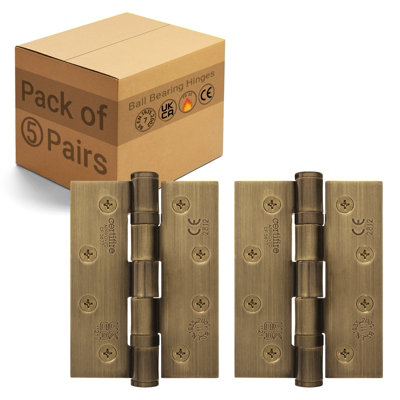 Afit Florentine Bronze Door Hinges4 Inch / 102mm  Internal Fire Door Hinges5 Pairs from B&Q