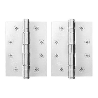Afit Polished Chrome Door Hinges4 Inch / 102mm  Internal Fire Door Hinges1 Pair from B&Q