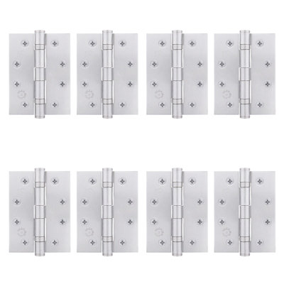 Afit Satin Chrome Door Hinges4 Inch / 102mm  Internal Fire Door Hinges4 Pairs from B&Q