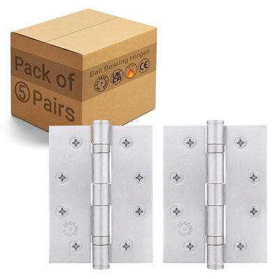 Afit Satin Chrome Door Hinges4 Inch / 102mm  Internal Fire Door Hinges5 Pairs from B&Q