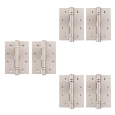 Afit Satin Nickel Door Hinges4 Inch / 102mm  Internal Fire Door Hinges3 Pairs from B&Q