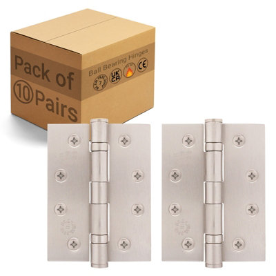 Afit Satin Nickel Door Hinges4 Inch / 102mm  Internal Fire Door Hinges10 Pairs from B&Q