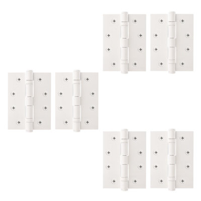 Afit White Door Hinges4 Inch / 102mm  Internal Fire Door Hinges3 Pairs from B&Q