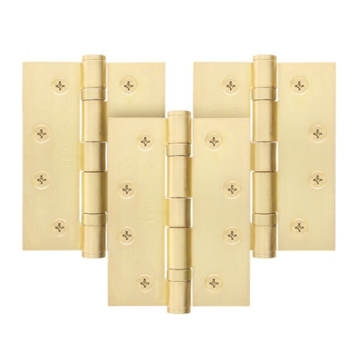 Afit Satin Brass Door Hinges4 Inch / 102mm  Internal Fire Door Hinges1.5 Pairs from B&Q