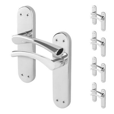 Afit Chrome Internal Twist Door Handles 5 Pairs Novi Backplate Range from B&Q