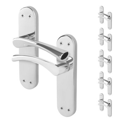 Afit Chrome Internal Twist Door Handles 6 Pairs Novi Backplate Range from B&Q