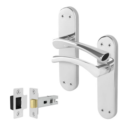 Afit Chrome Internal Twist Door Handles With Latch Novi Backplate Range from B&Q