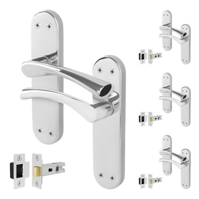 Afit Chrome Internal Twist Door Handles With Latch 4 Pairs Novi Backplate Range from B&Q