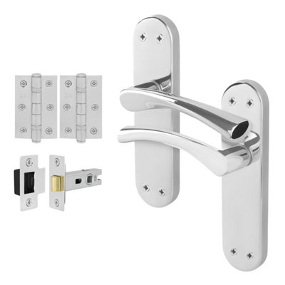 Afit Chrome Internal Twist Door Handles With Latch And Hinges Novi Backplate Range from B&Q