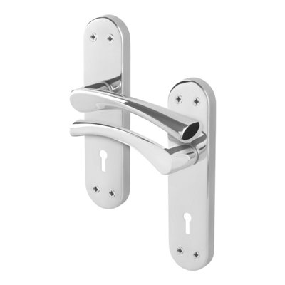 Afit Chrome Lock Twist Door Handle Set Novi Backplate Range from B&Q