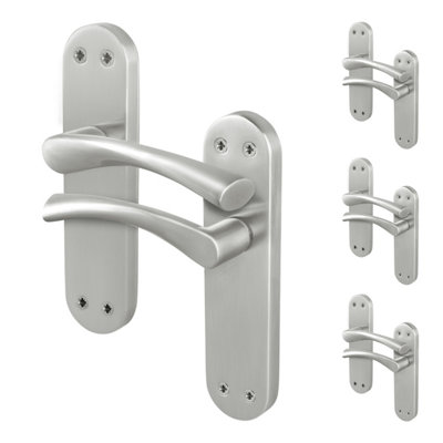 Afit Satin Nickel Internal Twist Door Handles 4 Pairs Novi Backplate Range from B&Q