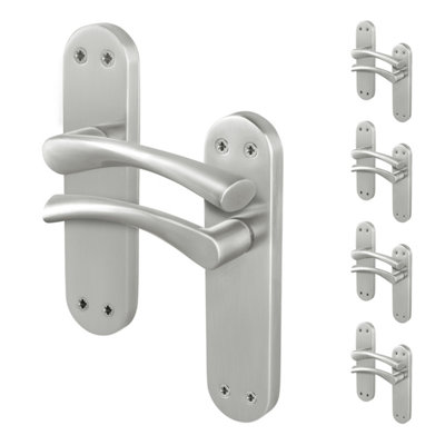 Afit Satin Nickel Internal Twist Door Handles 5 Pairs Novi Backplate Range from B&Q
