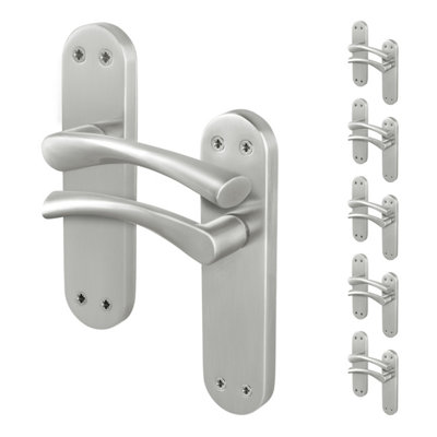 Afit Satin Nickel Internal Twist Door Handles 6 Pairs Novi Backplate Range from B&Q