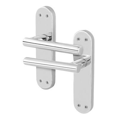 Afit Chrome Door Handles  T-Bar 1 Pair Olvera Backplate Range from B&Q