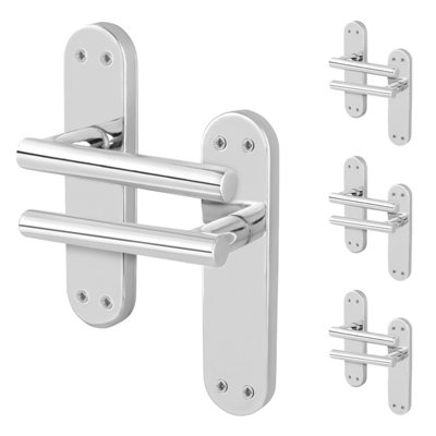 Afit Chrome Door Handles  T-Bar 4 Pair Olvera Backplate Range from B&Q