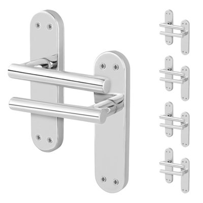 Afit Chrome Door Handles  T-Bar 5 Pair Olvera Backplate Range from B&Q