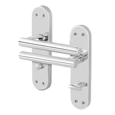Afit Chrome Bathroom Door Handles  T-Bar 1 Pair Olvera Backplate Range from B&Q
