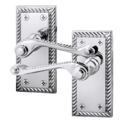 Afit Chrome Georgian Door Handle On Backplate Latch Set Rope Edge For Internal Doors  Polished from B&Q