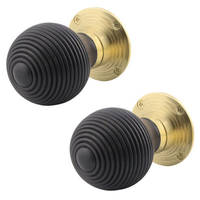 B&Q -  Ebony Wood Door Knobs 1 Pair Of Mortice Knobs (55mm) For Internal Doors
