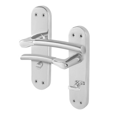 Afit Bathroom Chrome Door Handle With Satin Nickel Feature Lever For Internal Doors Boston Backplate Range from B&Q