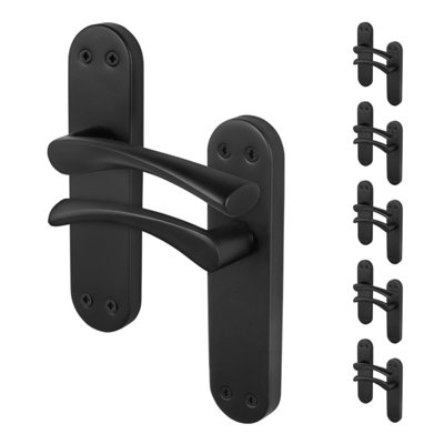 Afit Black Internal Twist Door Handles 6 Pairs Novi Backplate Range from B&Q