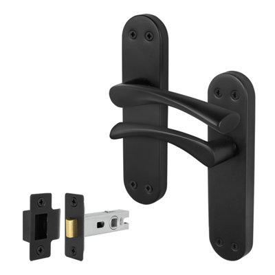 Afit Black Internal Twist Door Handles With Latch Novi Backplate Range from B&Q