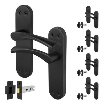 Afit Black Internal Twist Door Handles With Latch 5 Pairs Novi Backplate Range from B&Q