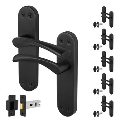 Afit Black Internal Twist Door Handles With Latch 6 Pairs Novi Backplate Range from B&Q